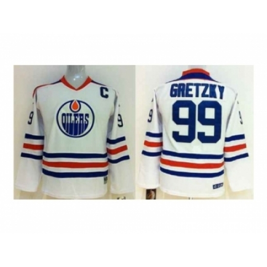 Youth NHL Jerseys Edmonton Oilers #99 Gretzky white[patch C]